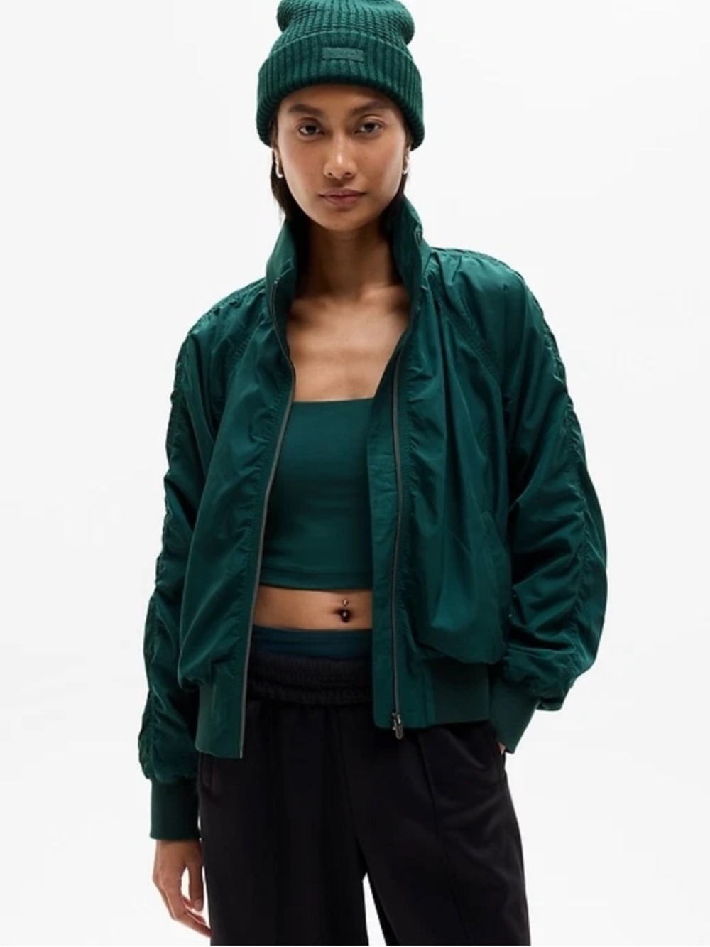 Gap Women’s Jetsetter Bomber Jacket-Pine